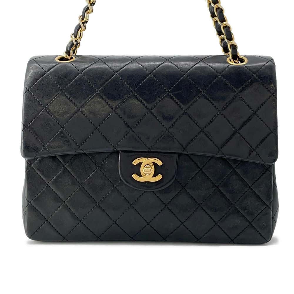 CHANEL Matelasse ChainShoulder Bag Black Lambskin