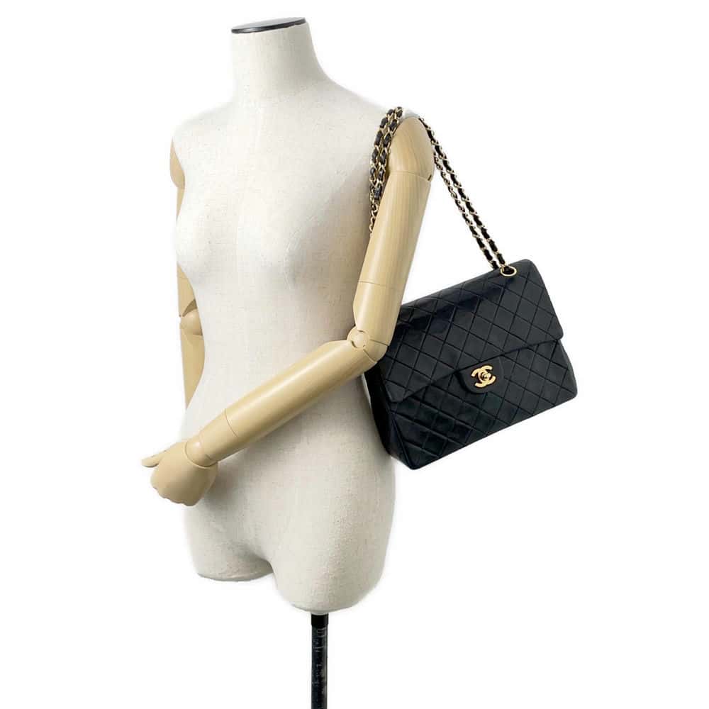 CHANEL Matelasse ChainShoulder Bag Black Lambskin