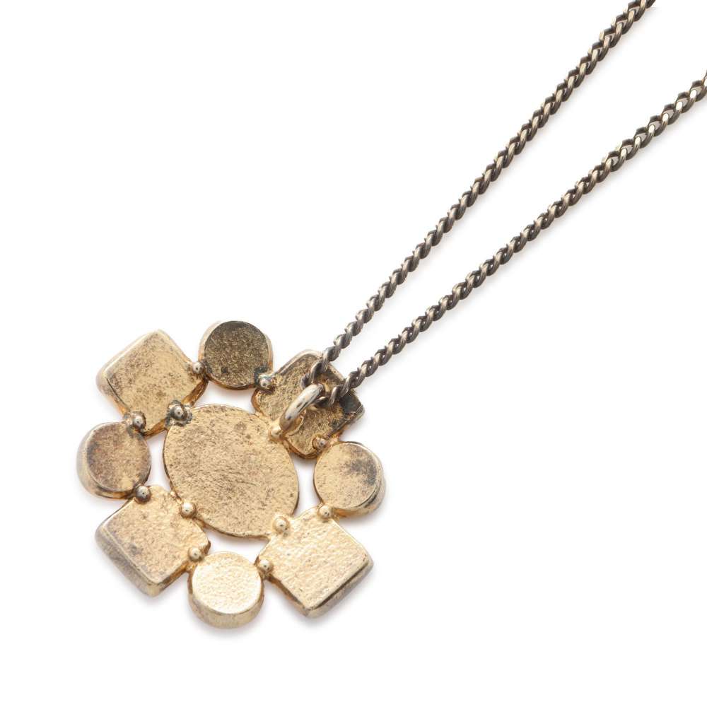 CHANEL CC Logo Clypore Necklace Orange/Silver Metal