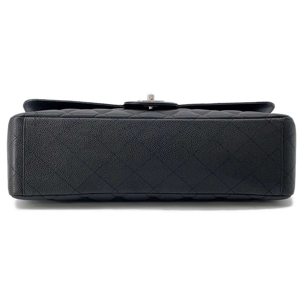 CHANEL Jumbo Matelasse Single Flap ChainShoulder Bag Black Caviar Leather
