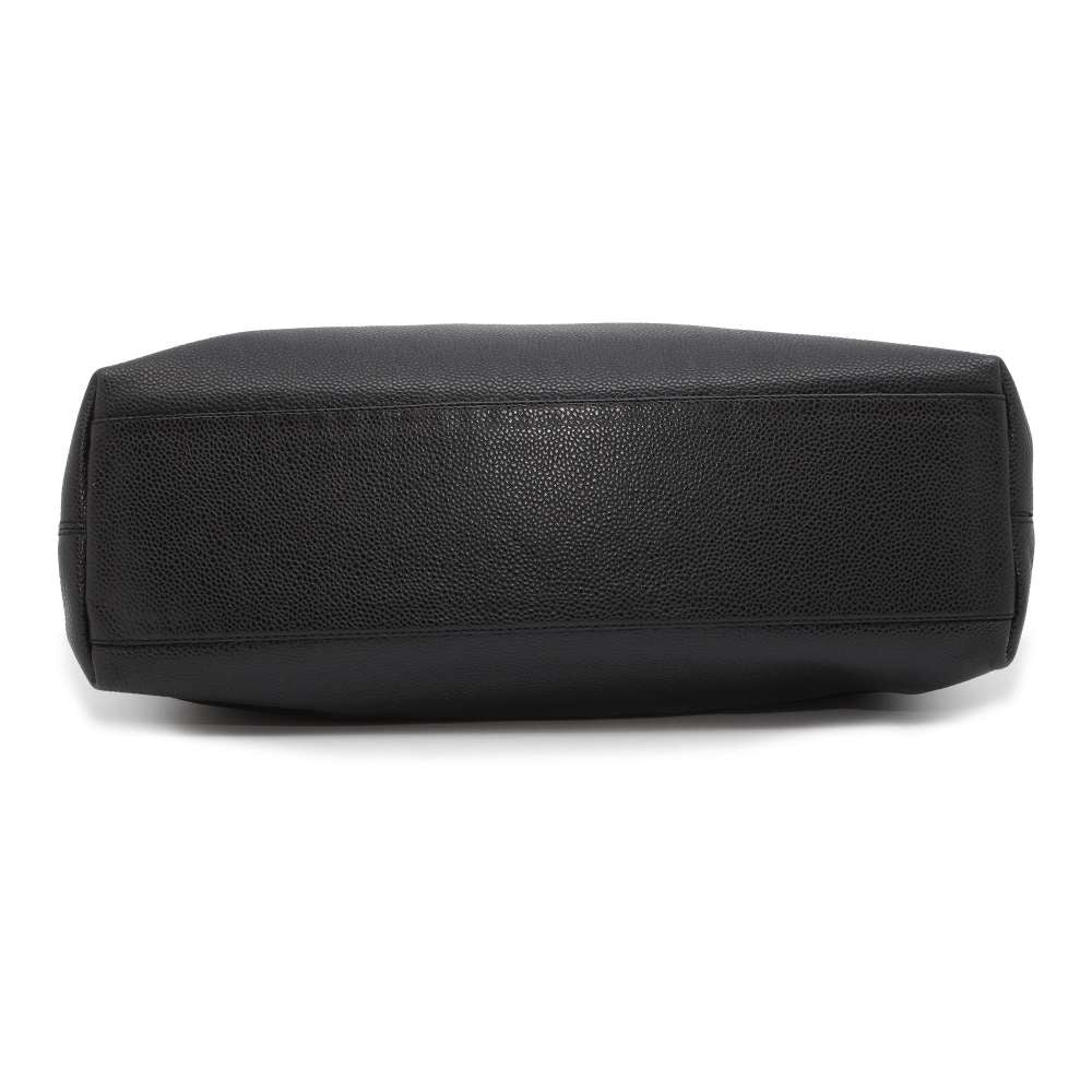 CHANEL CC Logo Wood Grain Plastic Chain Tote Bag Black A14202 Caviar Leather