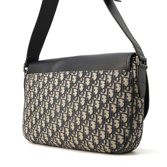 Dior Oblique Saddle Shoulder Bag Navy 1ADME133YKS Canvas Leather