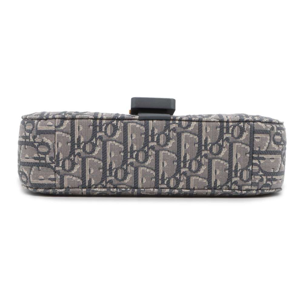 Dior Saddle flap messenger bag Gray 1ADPO049YKS Canvas Grained CalfLeather Size Small