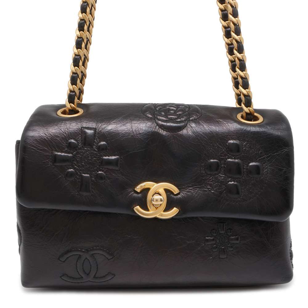 CHANEL Small Flap 2WAY Shoulder Bag Black AS2328 Crumple Calf Leather Size 20