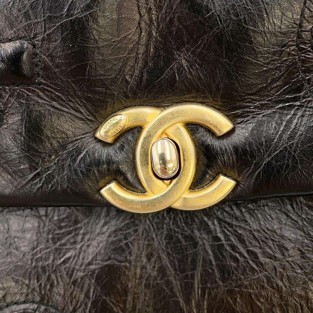 CHANEL Small Flap 2WAY Shoulder Bag Black AS2328 Crumple Calf Leather Size 20