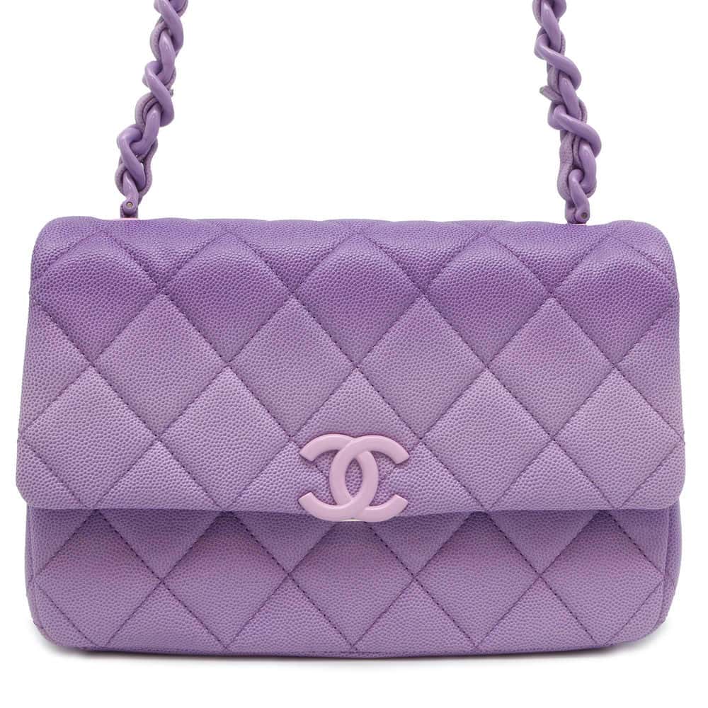 CHANEL Matelasse Gradation Shoulder Bag Purple AS4598 Caviar Leather