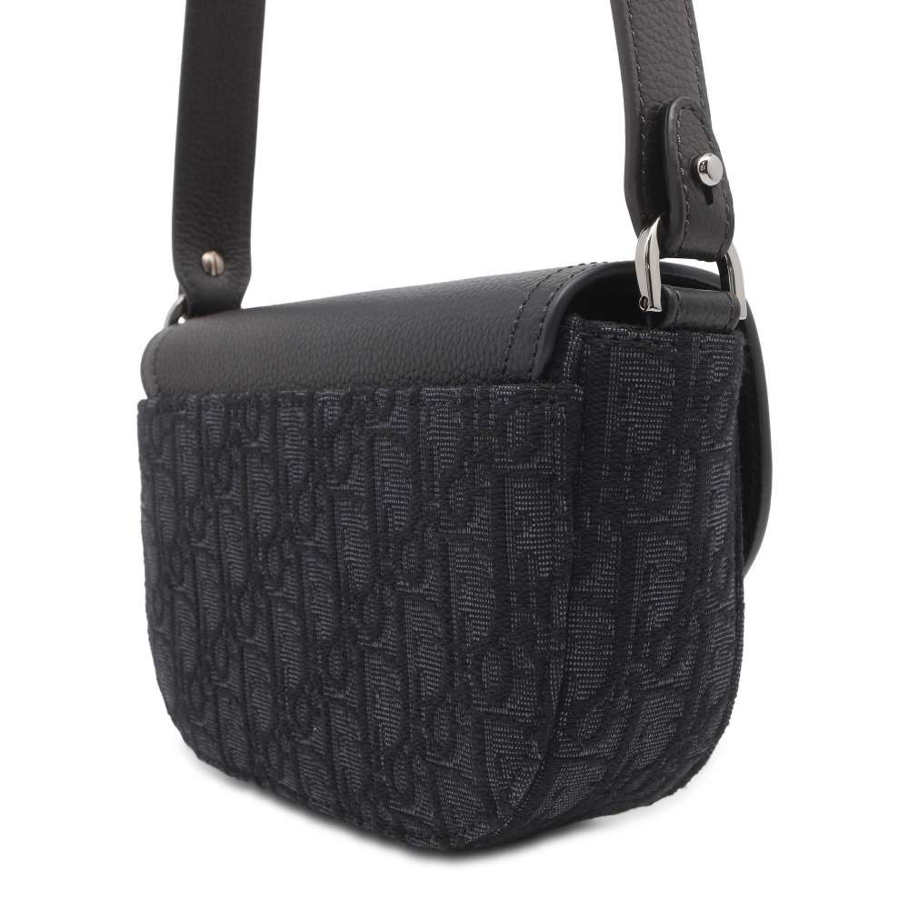 Dior Saddle flap messenger bag Black 2ADCA435YKS_H03E Canvas Grained CalfLeather Size Mini
