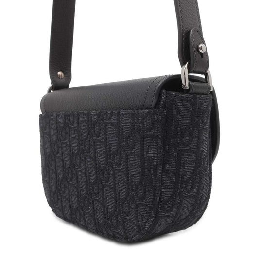 Dior Saddle flap messenger bag Black 2ADCA435YKS_H03E Canvas Grained CalfLeather Size Mini