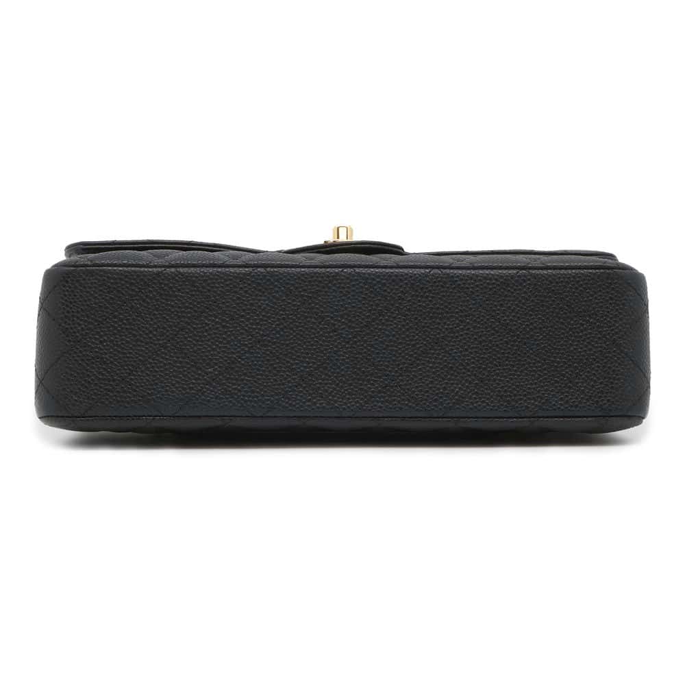 CHANEL Matelasse W Flap ChainShoulder Bag Black A01112 Caviar Leather Size 25