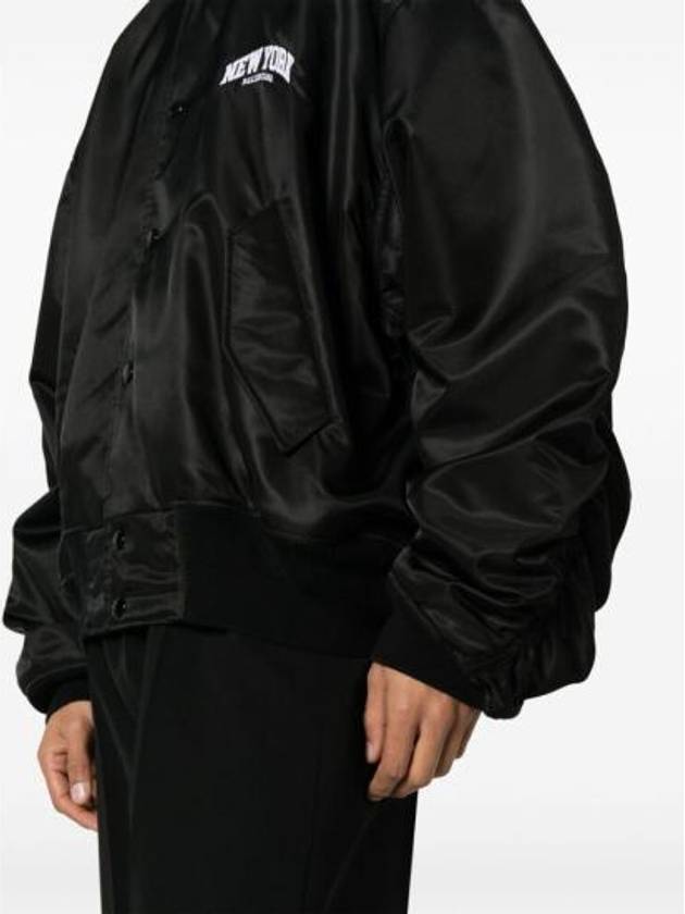 Luxury Balenciaga  New York Embroidery Bomber Jacket Black