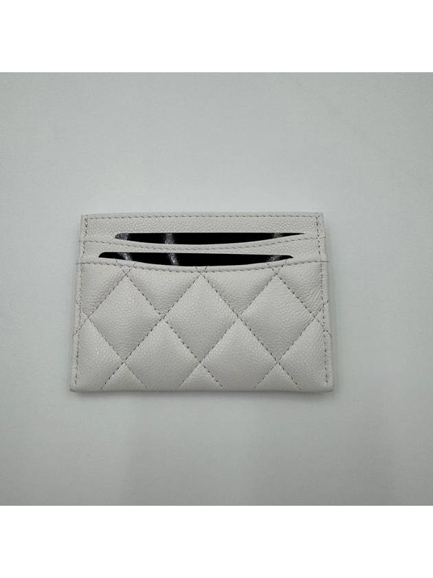 Gold CC Logo Leather Card Wallet White Chanel