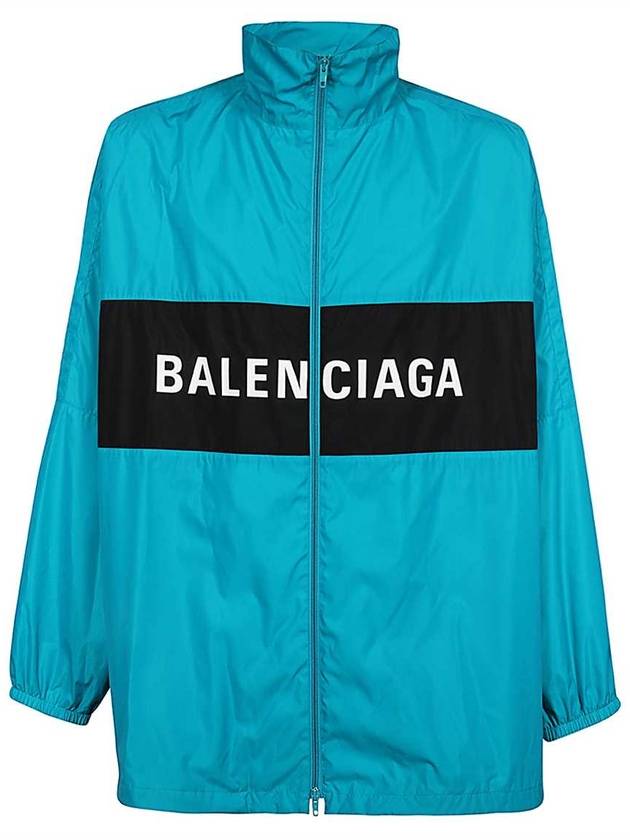 Luxury Balenciaga  Logo Print Nylon Windbreaker Blue
