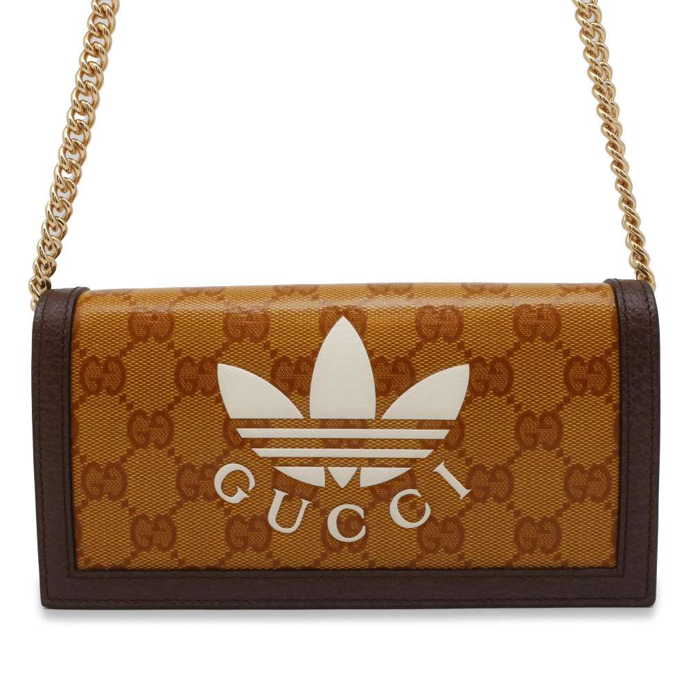 GUCCI adidas Collaboration Chain Wallet Yellow/Brown 621892 GG CrystalCanvas/Leather