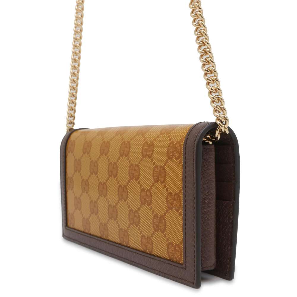 GUCCI adidas Collaboration Chain Wallet Yellow/Brown 621892 GG CrystalCanvas/Leather