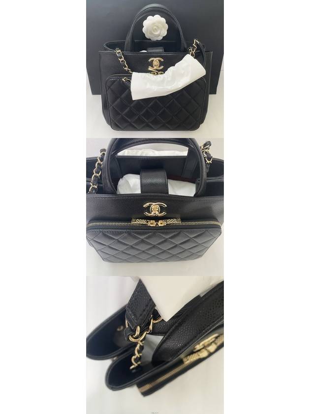 Gold Hardware Small Grained Calfskin Tote Bag Black Chanel