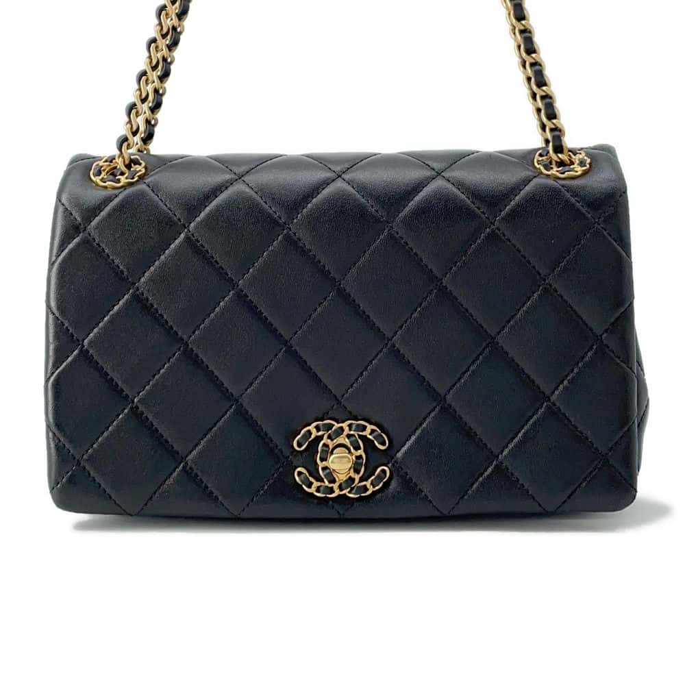 CHANEL Matelasse ChainShoulder Bag Black AS4780B Lambskin Size 23