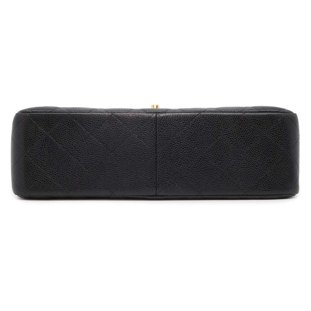CHANEL Matelasse W Flap ChainShoulder Bag Black A58600 Caviar Leather Size 30