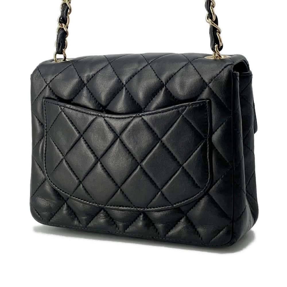 CHANEL Mini Matelasse Single Flap ChainShoulder Bag Black A01115 Lambskin