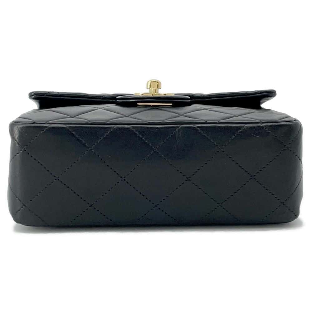 CHANEL Mini Matelasse Single Flap ChainShoulder Bag Black A01115 Lambskin