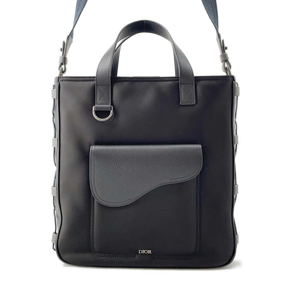 Dior Dior/Sacai Saddle 2WAY Tote Black 1ADSH198USH Nylon Leather