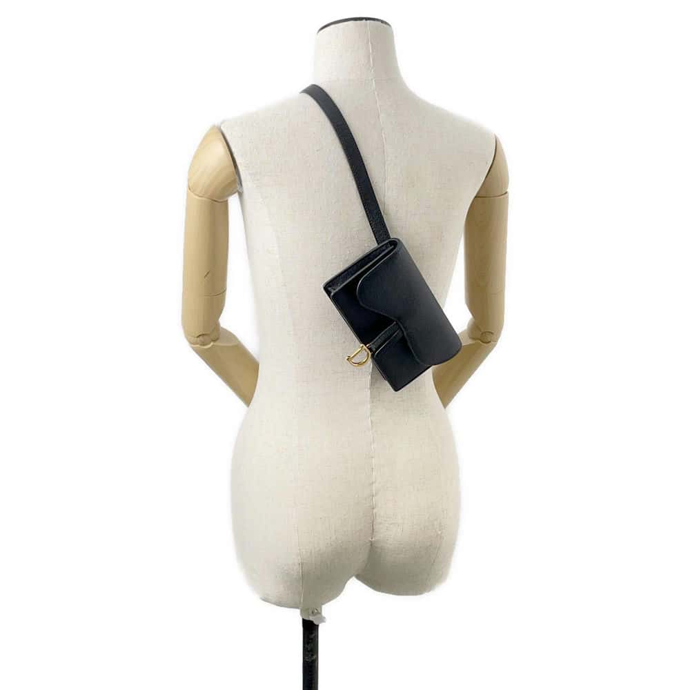 Dior Saddle Waist Bag Black Leather