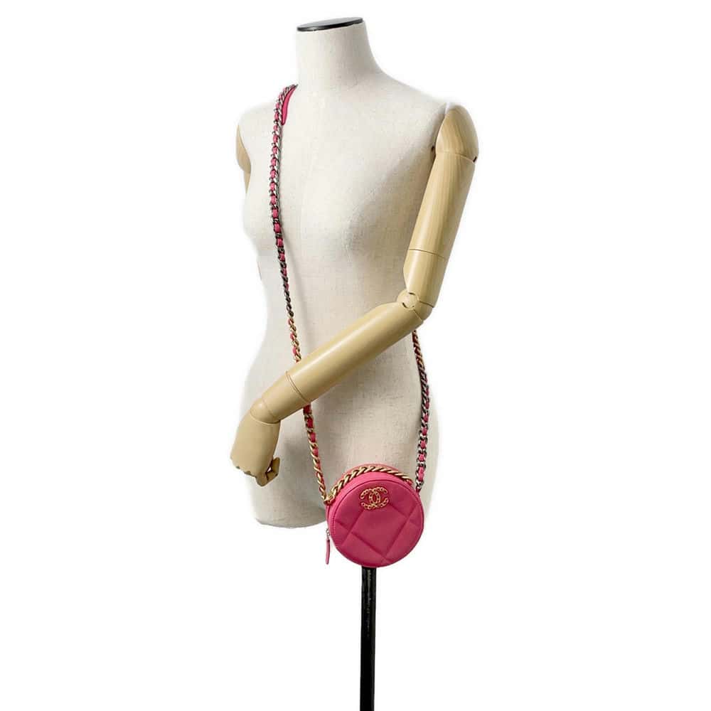 CHANEL CHANEL19 Round 2WAY Shoulder Bag Pink AP0945 Lambskin