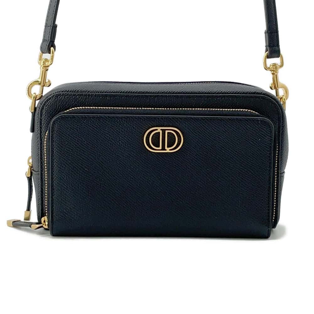 Dior Karo Double Pouch Shoulder Bag Black S7431UBAE Leather