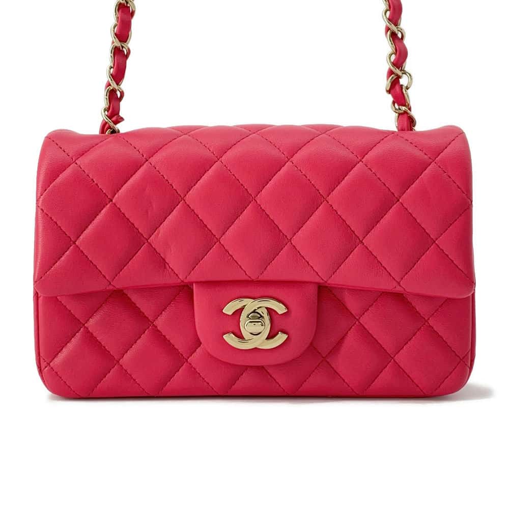 CHANEL Matelasse Single Flap ChainShoulder Bag Pink A69900 Lambskin Size 20