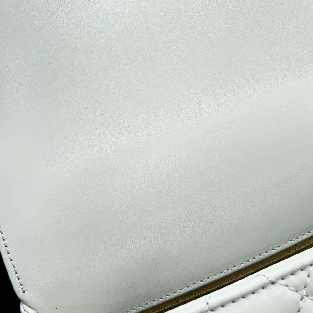CHANEL top handle chain shoulder bag White AS2215 Calf Leather Size XXS
