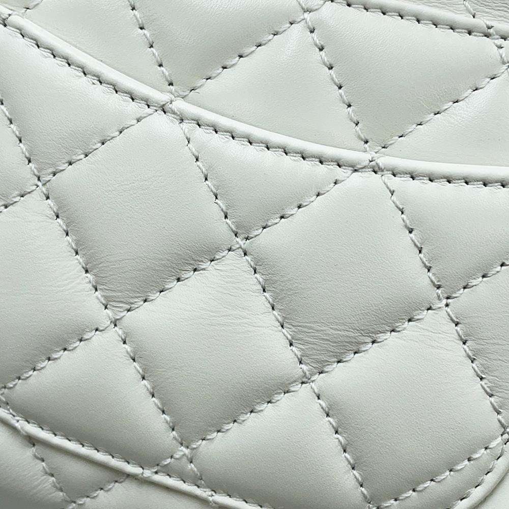 CHANEL top handle chain shoulder bag White AS2215 Calf Leather Size XXS