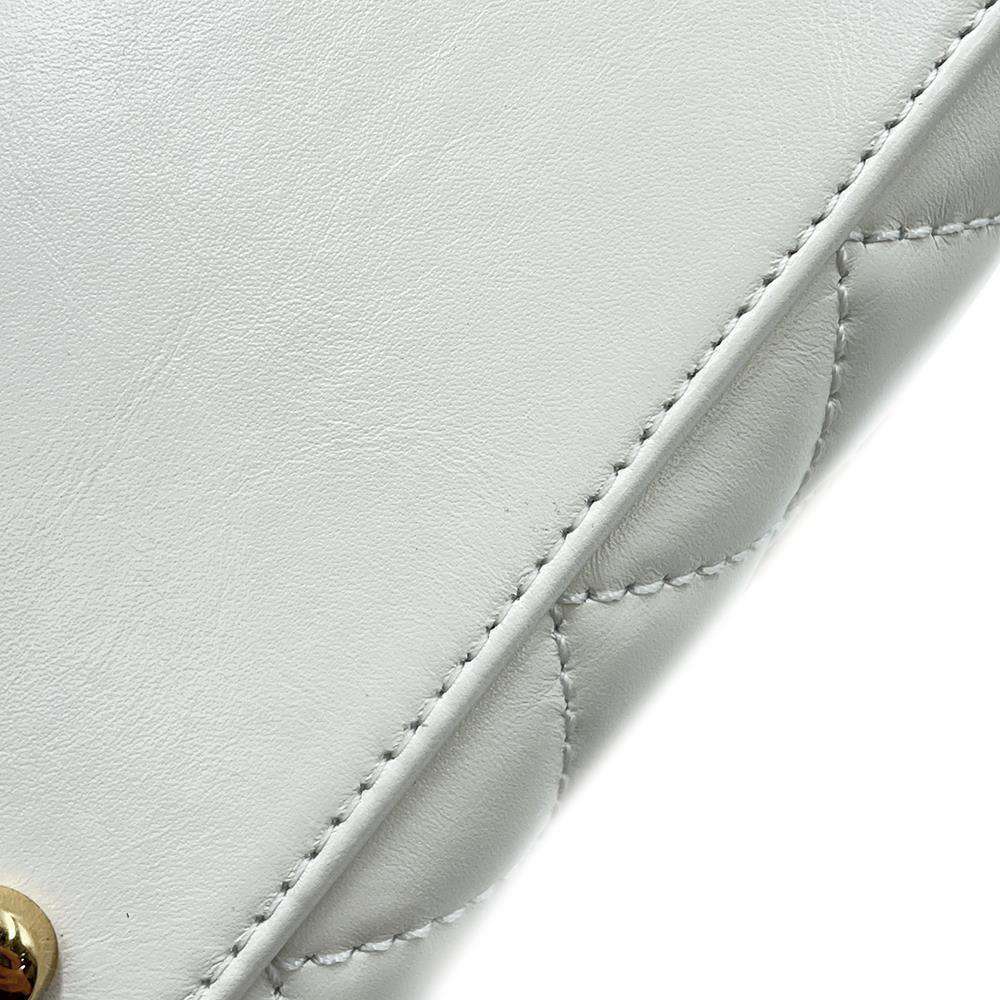 CHANEL top handle chain shoulder bag White AS2215 Calf Leather Size XXS