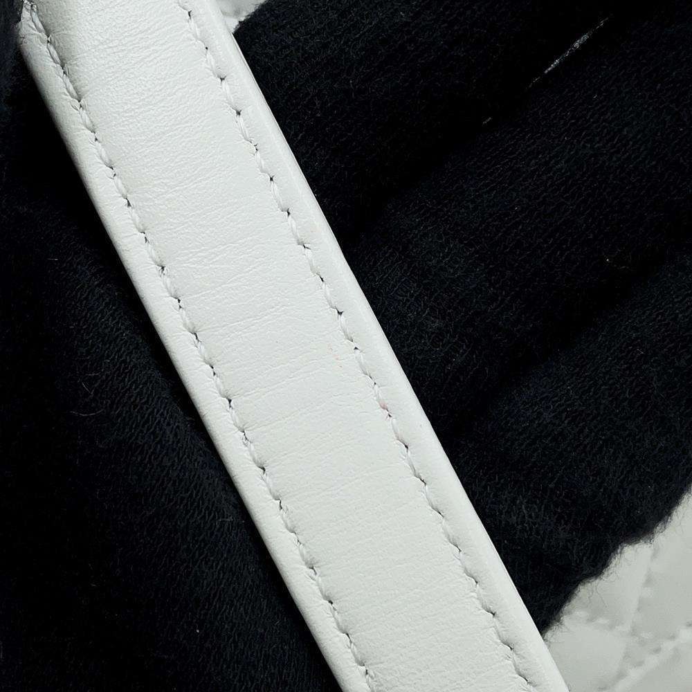 CHANEL top handle chain shoulder bag White AS2215 Calf Leather Size XXS
