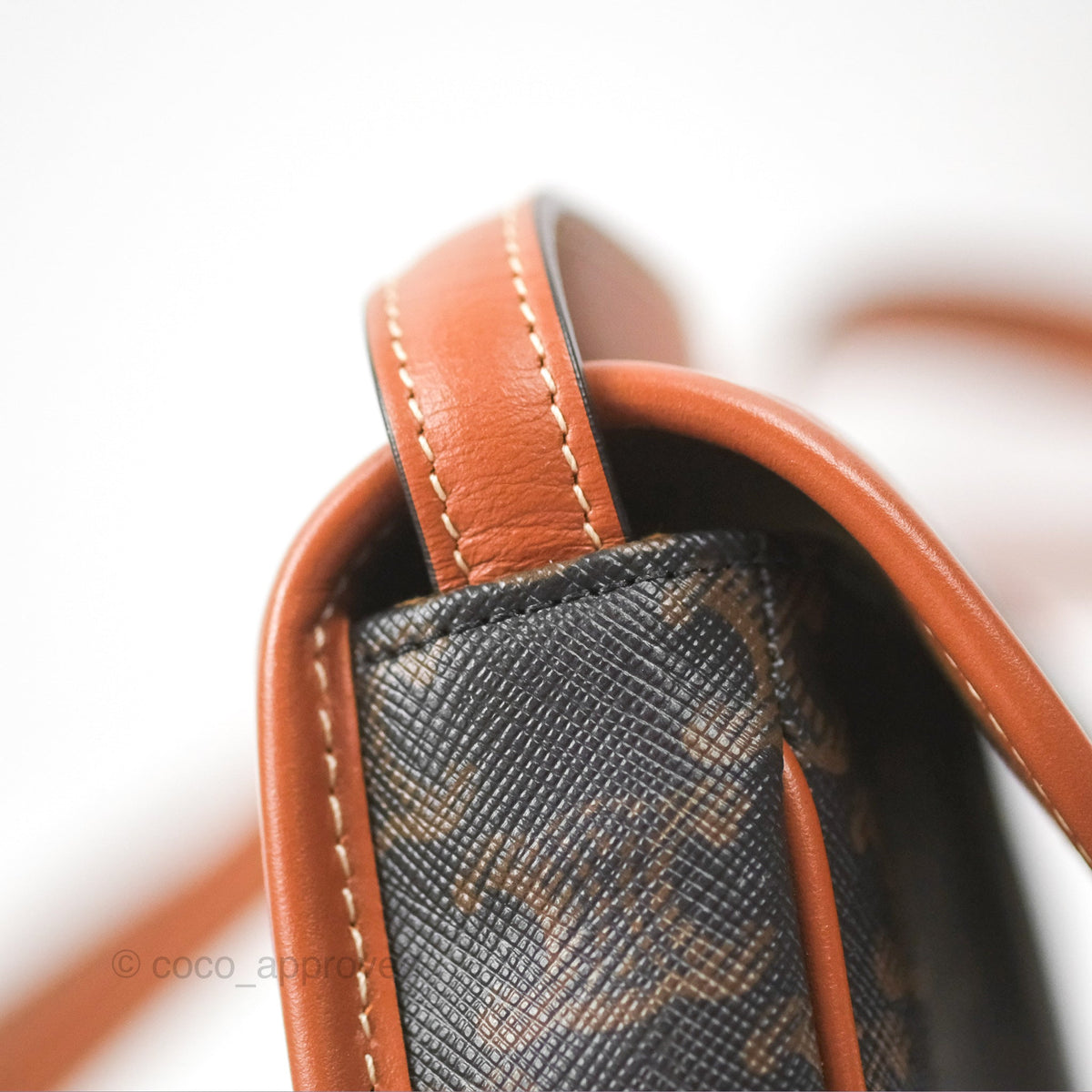 Celine Mini Besace Triomphe Canvas Calfskin Tan