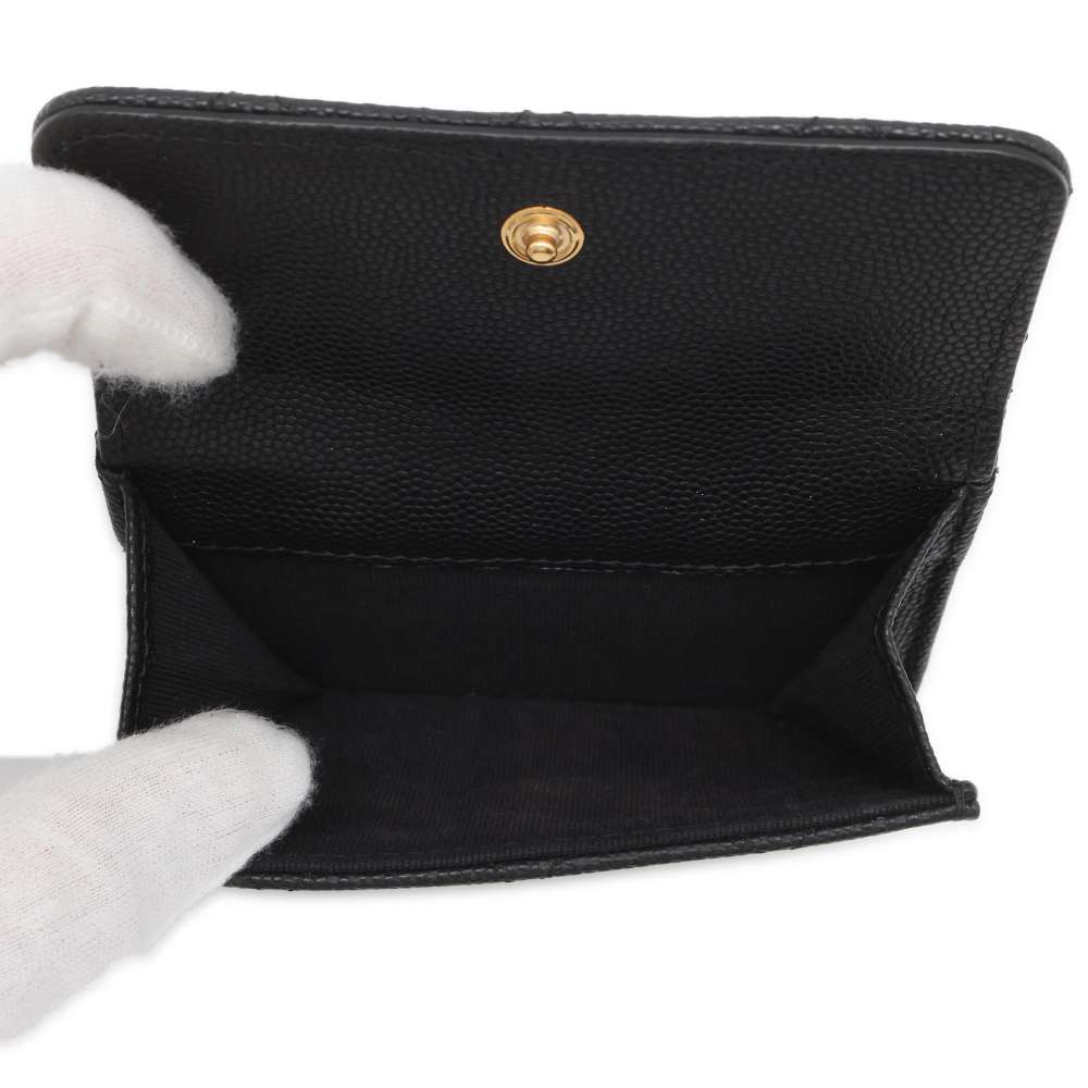 CHANEL Matelasse Small Flap Wallet Black AP3081 Caviar Leather