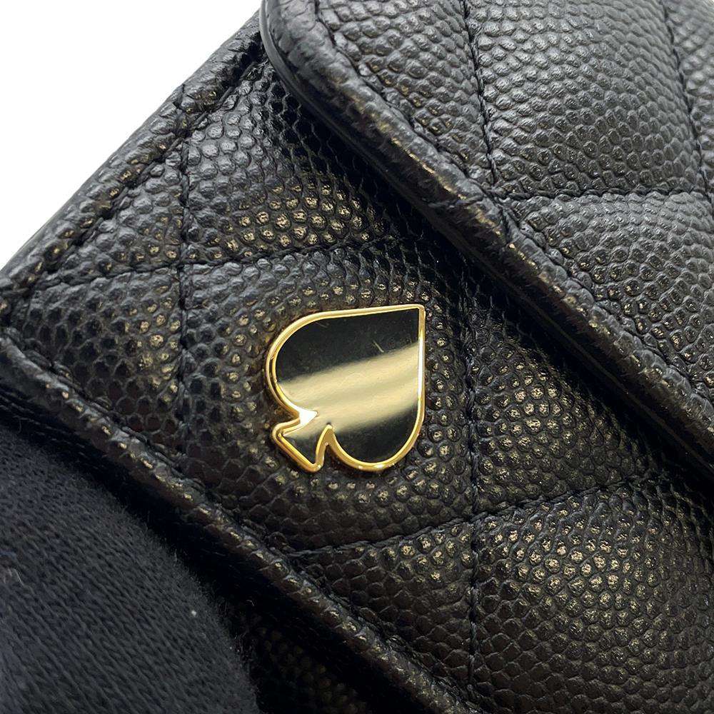 CHANEL Matelasse Small Flap Wallet Black AP3081 Caviar Leather