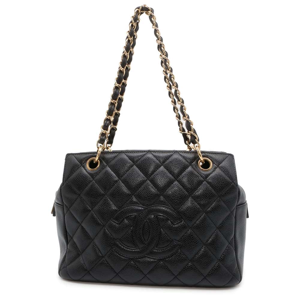 CHANEL Matelasse PTT Chain Tote CC Logo Black A18004 Caviar Leather