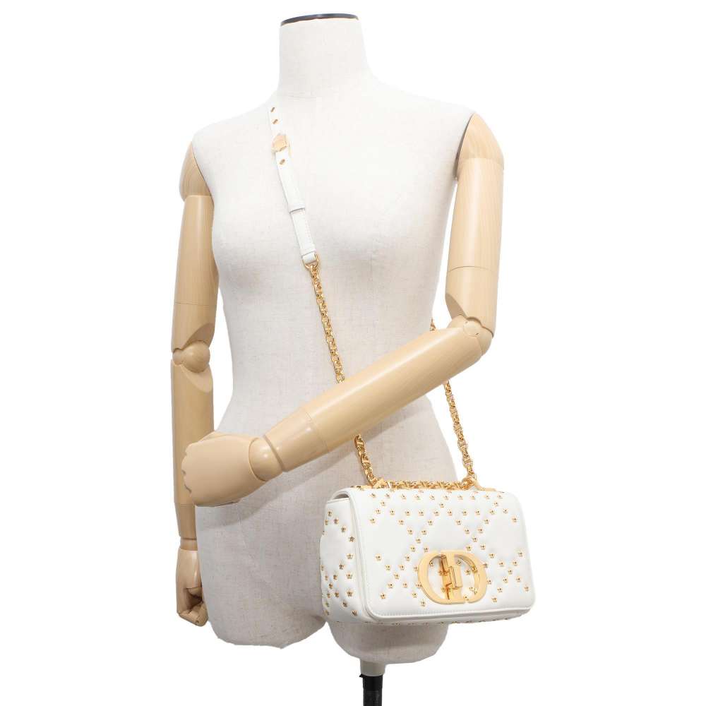 Dior Caro Lucky Star ChainShoulder Bag White M9241UNHH Lambskin Size Small