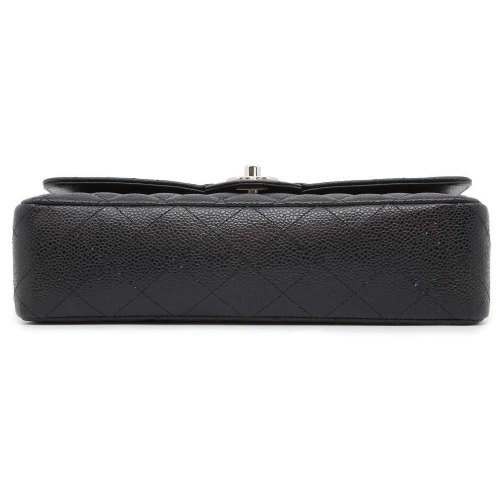 CHANEL Matelasse W Flap ChainShoulder Bag Black A01112 Caviar Leather Size 25