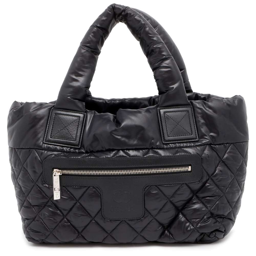CHANEL Coco Cocoon SmallTote Bag Black A48610 Nylon Size PM
