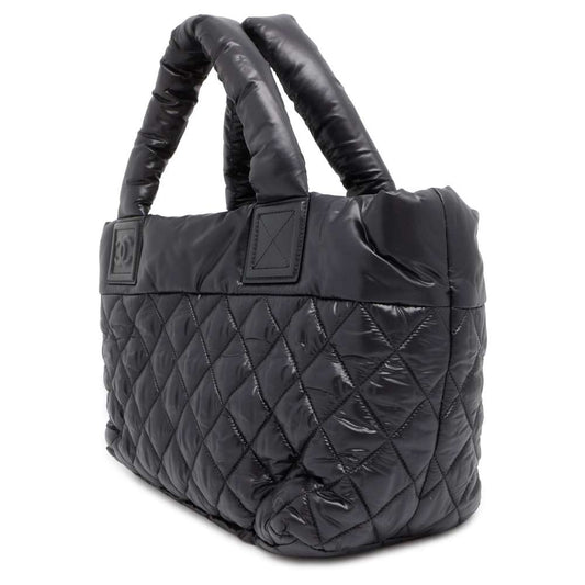 CHANEL Coco Cocoon SmallTote Bag Black A48610 Nylon Size PM