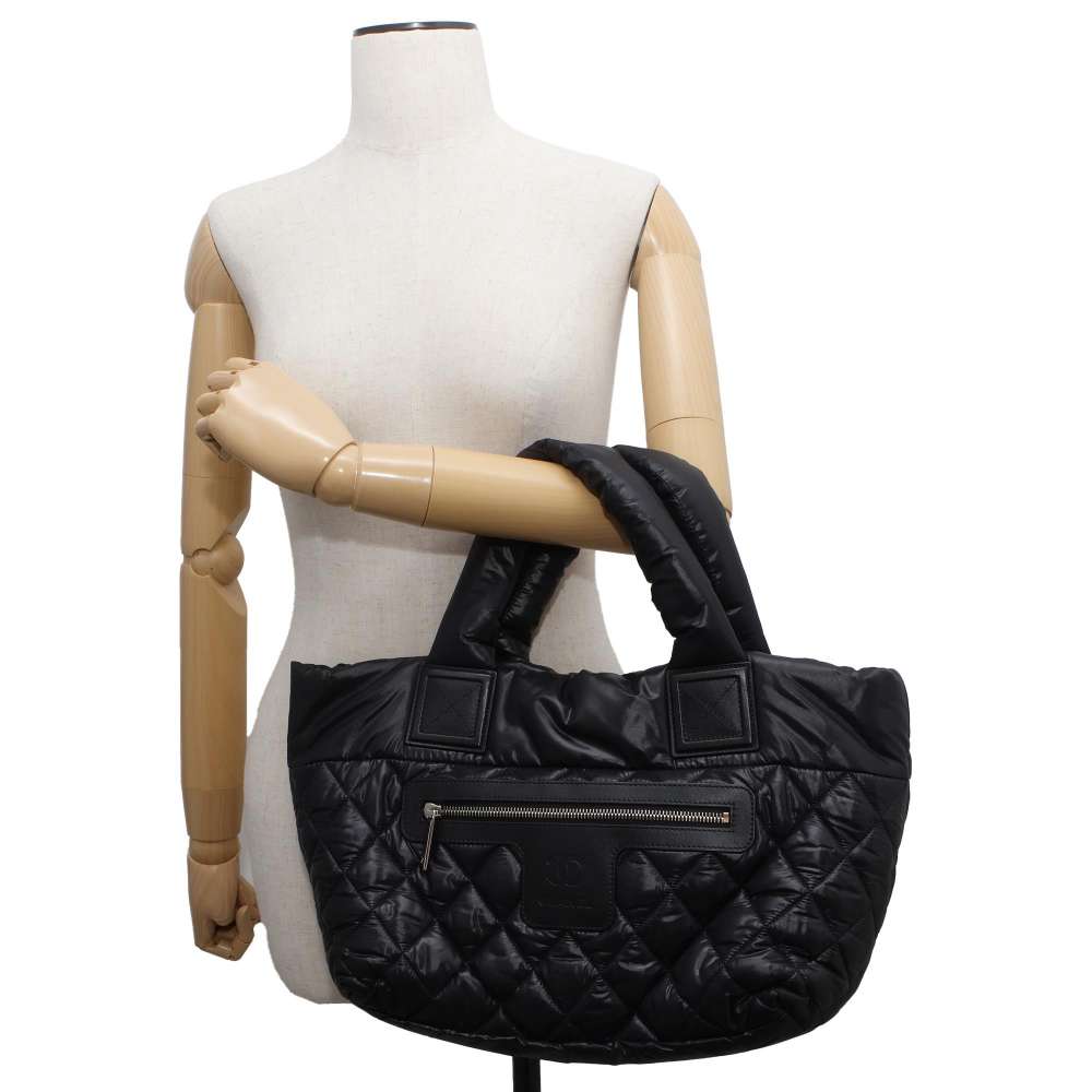 CHANEL Coco Cocoon SmallTote Bag Black A48610 Nylon Size PM