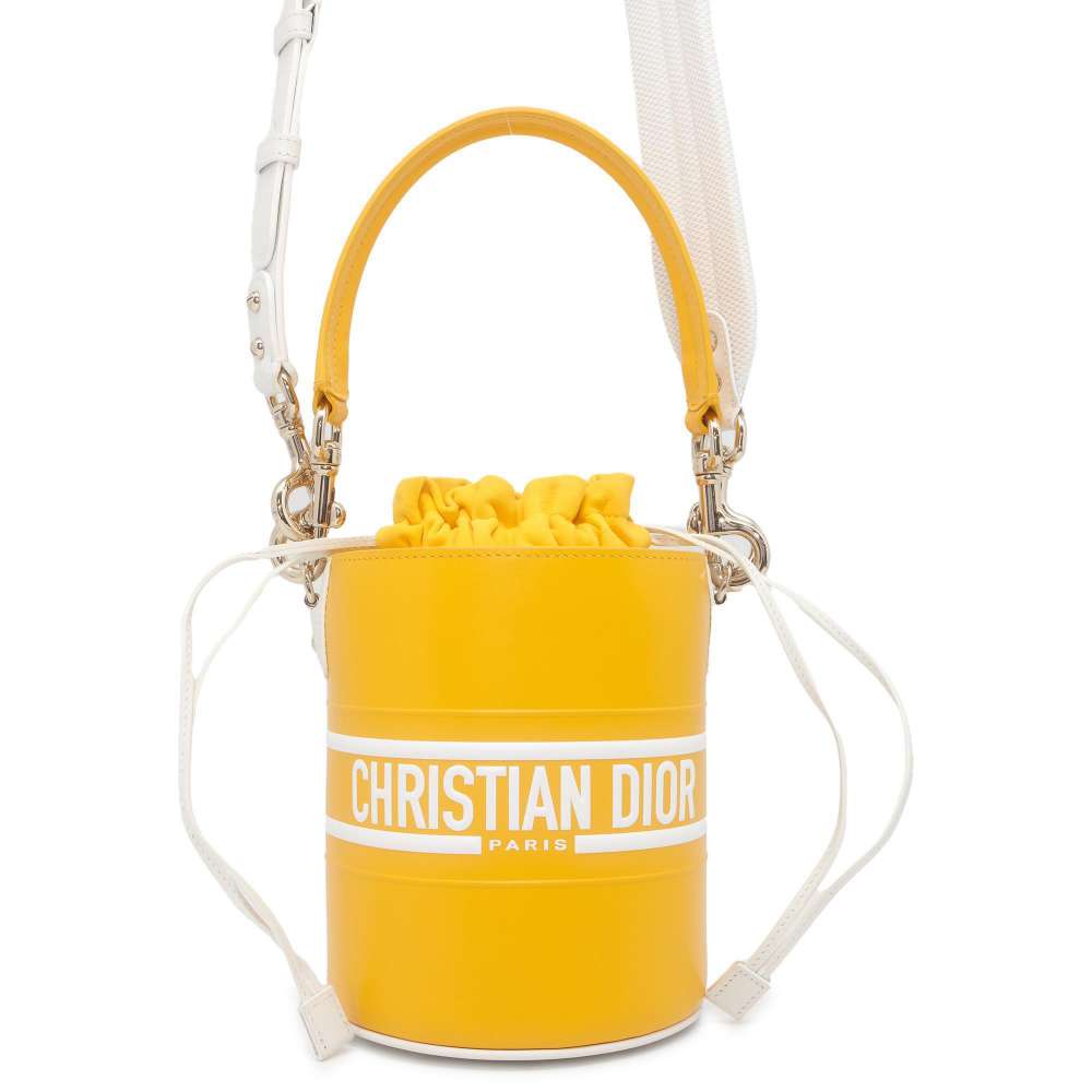 Dior Vive Bucket 2WAYShoulder Bag White/Yellow Leather