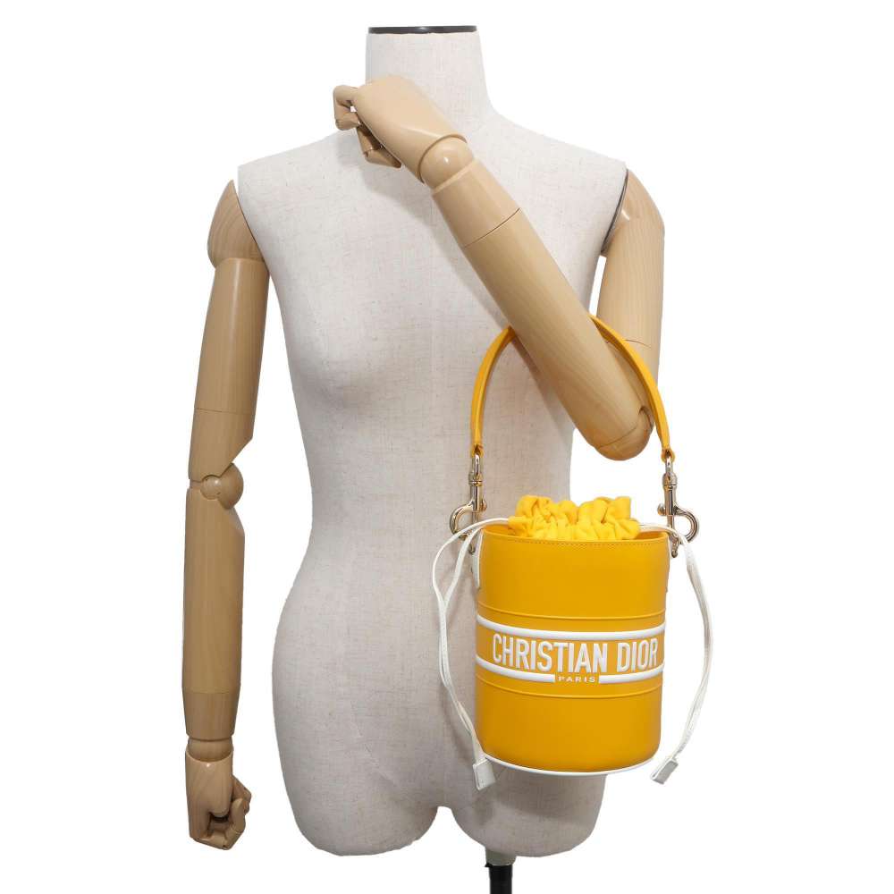 Dior Vive Bucket 2WAYShoulder Bag White/Yellow Leather