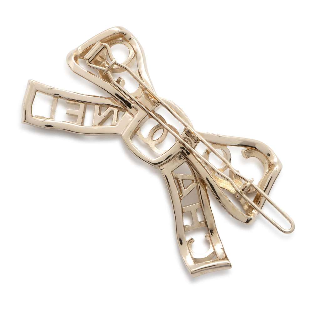 CHANEL Coco CHANEL ribbon hairpin Metal Rhinestone