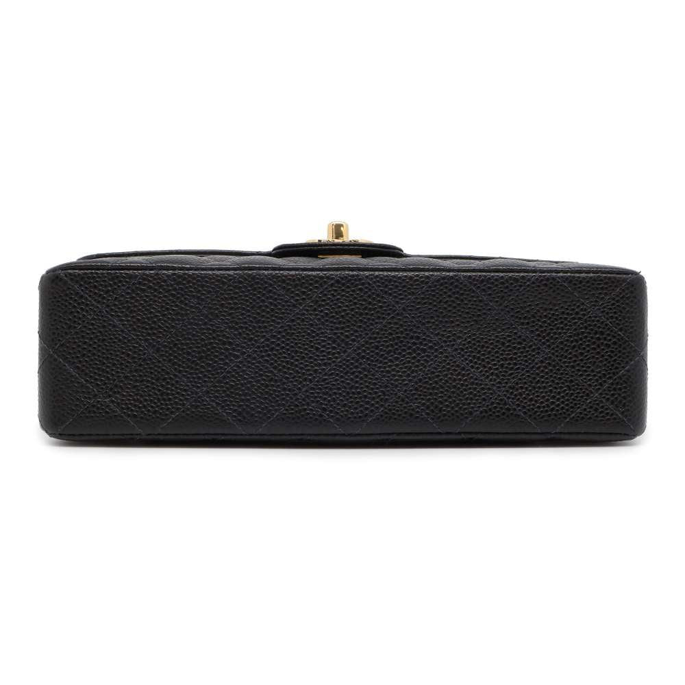 CHANEL Matelasse W Flap ChainShoulder Bag Black A01113 Caviar Leather Size 23