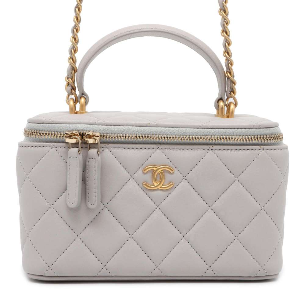 CHANEL Matelasse Vanity 2wayChain Shoulder Bag Light Gray AP2199 Lambskin
