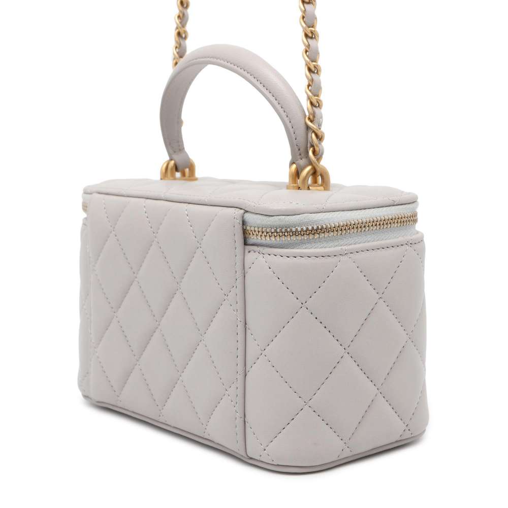CHANEL Matelasse Vanity 2wayChain Shoulder Bag Light Gray AP2199 Lambskin