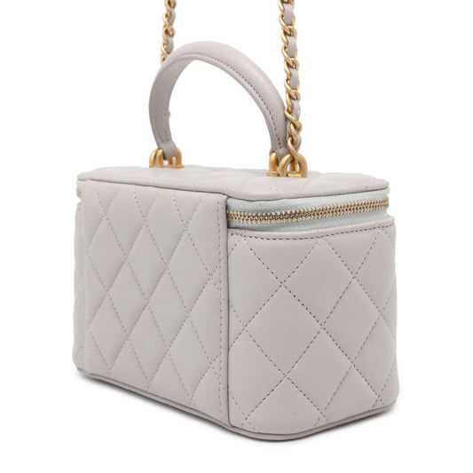 CHANEL Matelasse Vanity 2wayChain Shoulder Bag Light Gray AP2199 Lambskin