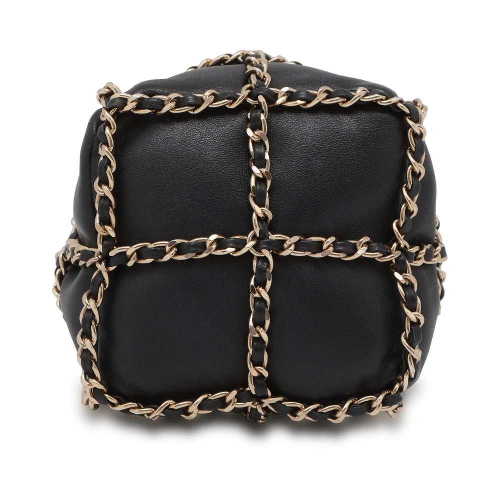 CHANEL Drawstring Bag Chain Shoulder Bag Black AS2314 Lambskin