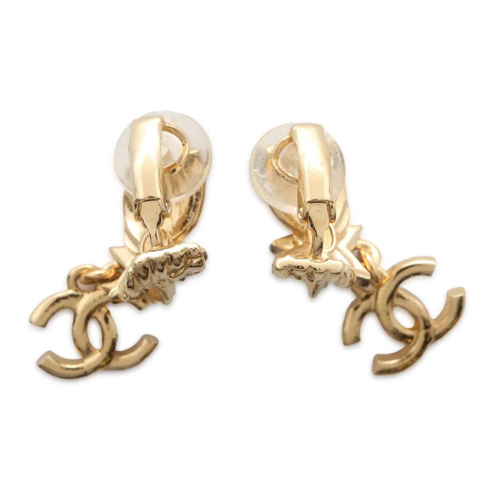 CHANEL CC logo earrings ABC658 Metal Rhinestone Faux Pearl